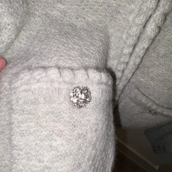 J.Crew Embellished Cardigan Lady Jacket Grey Rhinestones Medium NWT - Picture 4 of 14